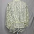 Paper + Tee Blouse Women XL Floral Lace Lined Round Neck Long Sleeve Side Button