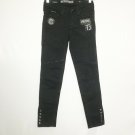 Affliction Jeans Women 24 Black Solid Straight Low Rise Dark Wash Ankle Ties