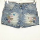 Total Girl Shorts Girls Size 10 Denim Jeans Peace and Flowers Distressed Cotton