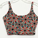 Sativa Womens Sports Bra M Red White Black Floral Thin Straps