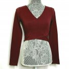 Abercrombie & Fitch Women Shirt S Red Long Sleeved V Neck Cropped