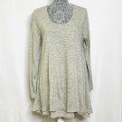 Umgee Shirt Women M Beige Light Long Sleeve Deep Scoop Neck Casual Layer