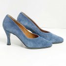 Ascunchi Heels Women 37 Blue Suede Leather Pumps Casual Party Wear