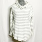 Lou And Grey Women Shirt S Grey White Stripes Long Sleeved Cowl Neck HI LO