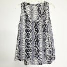Halogen Shirt Women M Purple Black Snake Print Round Neck Short Sleeve Casual