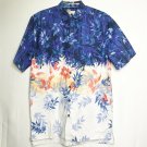 Territory Ahead Men Shirt LT Blue White Red Hawaiian Floral Button Down Cruise