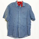 Tommy Hilfiger Shirt Men XL Blue Short Sleeve Button Front Checks Plaid Casual
