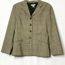 August Silk Blazer 10 Taupe Plaid Long Sleeved Button Front Collared Logic Tan