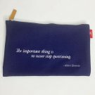 Viking Pouch Bag Blue Red Tag Albert Einstein "The Important Thing" Pencil Tote