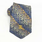 Countess Mara Neck Tie Blue Gold White Squares 100% Silk Front Logo