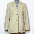 Talbots Blazer Women 10 Beige Long Sleeved V Neck 2 Buttons Collared Pockets
