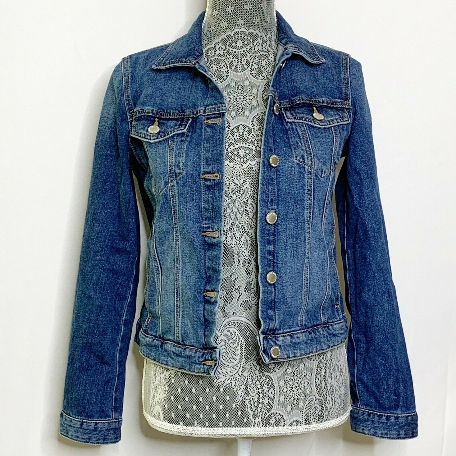 Zara Authentic Denim By TRF Jean Jacket Button Front Blue Size M Everyday Wear