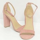 Brash Heels Women 10W Pink Solid Faux Suede Block Heel Open Toe Casual Wear