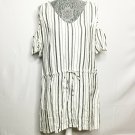 Cloth & Stone Dress Women M Black White Stripes Front String Everyday Wear