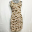 Boden Mini Dress Women 4 Brown White Stripes Fully Lined Round Neck Short Sleeve