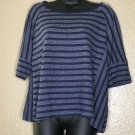 Anthropologie Shirt Women L Blue Striped Bateau Collar Cotton Blend Jane Top