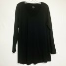 Purejill Babydoll Shirt Women L Black Solid Long Sleeve Hi-Low Tunic