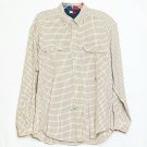 Tommy Hilfiger Shirt Mens XL Tan Long Sleeved Plaid Pockets Button Front Casual