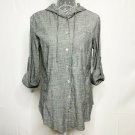 Staples Hoodie Women S Grey Multicolored Hooded Long Sleeve Button Front