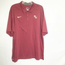 Nike FSU Shirt Men XXL Burgundy Solid Button Collared Short Sleeve