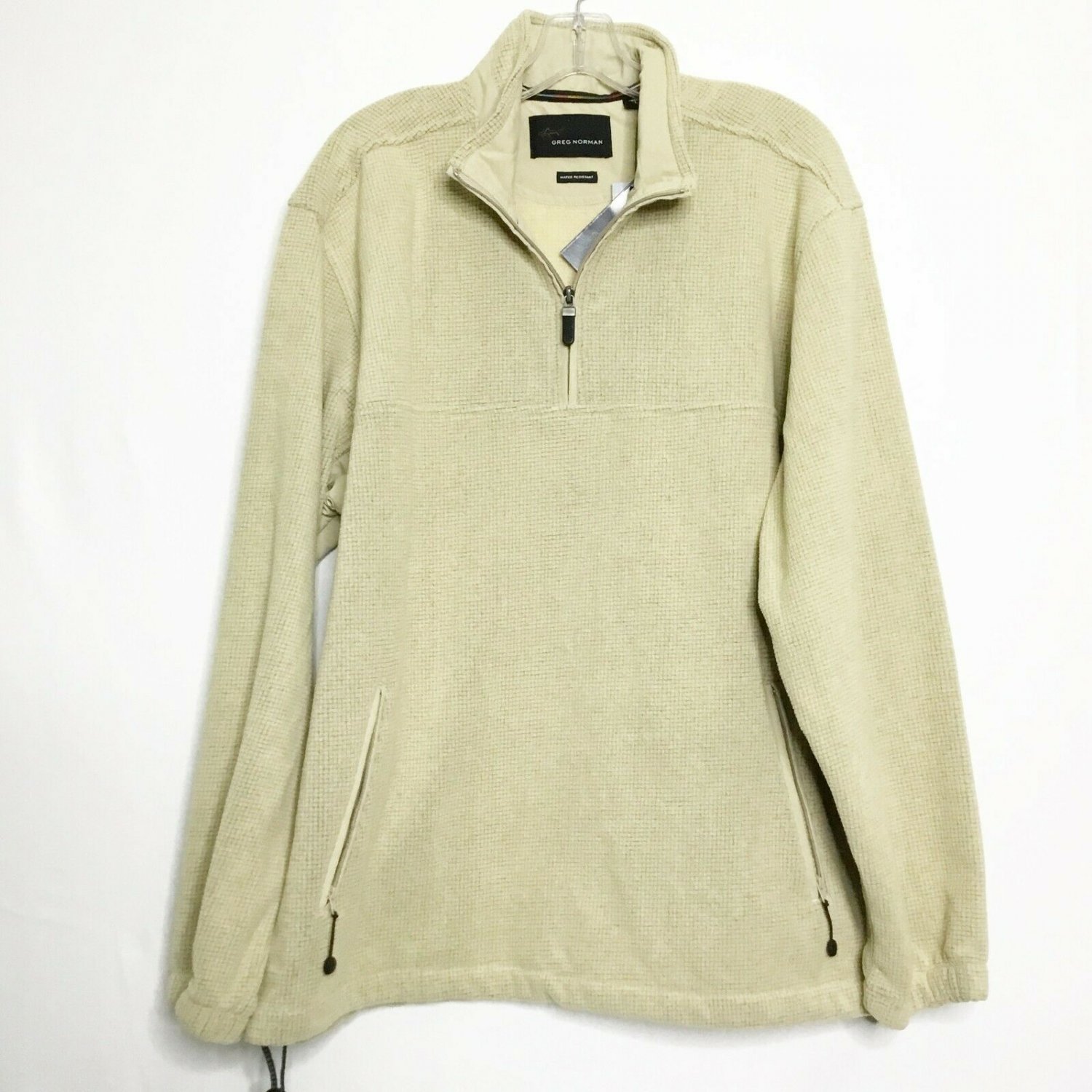 Greg Norman Pullover Men L Beige 1/2 Zipper Front Collared Long Sleeve Causal