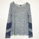 Splendid Sweater Women L Blue White Lines Round Neck Long Sleeve Fall Wear