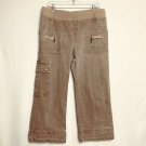 Motherhood Maternity Women Pants L Grey Side Pocket Zipper Cropped Wide Leg