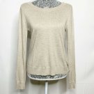 H&M Sweater Women S Tan Solid Round Neck Long Sleeve Button Back Fall Wear