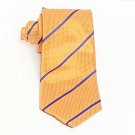 Cucita A Mano Neck Tie Orange Blue Stripes 100% Silk Business Office Work