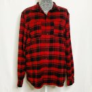 Divided Women Shirt M Red Black Long Sleeved Collared Plaid Button Front