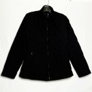 Henry Cotton Jacket Women 44 Black Solid Collared Zip Long Sleeve Down Puff Warm