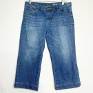 NY&C New York & Company Jeans Women 10 Blue Denim Solid Wide Leg Low Rise Capri