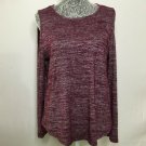 A New Day Top Women  L Purple Long Sleeve Cold Shoulder Round Neck Tunic Casual