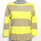 The Limited Sweater S Tan Yellow Stripes Semi-Sheer Light Weight Long Sleeve