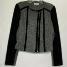 Kate Rosy Blazer Women M Grey Black Long Sleeve Round Neck Exposed Zipper