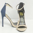 RFH Gisselle Heels Women 8 Beige Denim Heel Open Toe Strap Professional Office