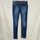 Free Culture Jeans Junior 5 Skinny Blue Pants Distressed Embellished Stonewash