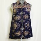 LOGG Shirt Women 4 Purple Sleeveless Button Front Collared Paisley Floral Blouse