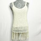Cloud Chaser Top Women M White Open Knitted Crochet Tank Top Summer Casual Wear