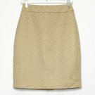 Ann Taylor Skirt Women 4 Beige Zipper Stretchy Waist A-line Pencil Tan Embossed