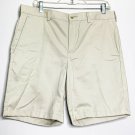 Jos A Bank Shorts Men 34W Khaki Back Pockets Casual Wear Beach Flat Front Tan