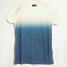 Zara Man Shirt S Blue White Gradient Short Sleeve Crew Neck Casual Long Beach