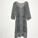 Old Navy Maxi Dress Women XS Grey Black Floral V-Neck Long Sleeve Sheer Spring