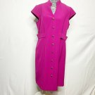 Shelby & Palmer Mini Dress Women 12 Pink Solid Fitted V-Neck Short Sleeve Casual