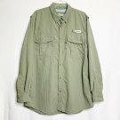 Magellan Shirt Mens L Green Fish Gear Button Front Collared Short Sleeve Sports