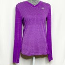 Adidas Shirt Women S Purple Running Long Sleeved V Neck Thumb Hole Top Athletic