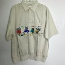 Angelo Litrico Shirt Men L White Dog Playing Cards Collared Short Sleeve Button