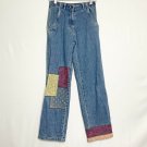J.Jill Jeans Women 4 Blue Denim Patches High Waisted Boho Festival Concert Wear