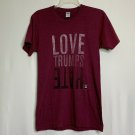 Human Rights Unisex Shirt S Burgundy Crew Neck Short Sleeved LGTB Equality Love