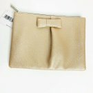 NWT Nordstrom Purse Clutch Bag Makeup Bag Faux Leather Metallic Bronze With Bow